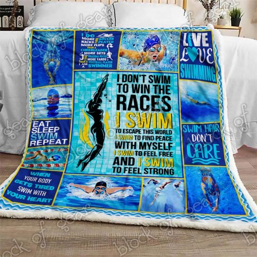 Eat Sleep Swim Repeat Swimming CL30100089MDF Sherpa Fleece Blanket