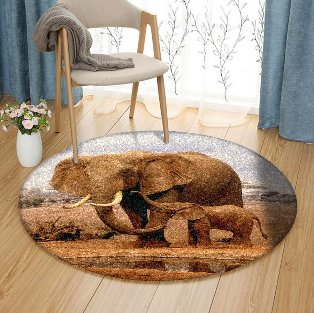 Elephant HT080814 Round Area Rug – Charming Favor