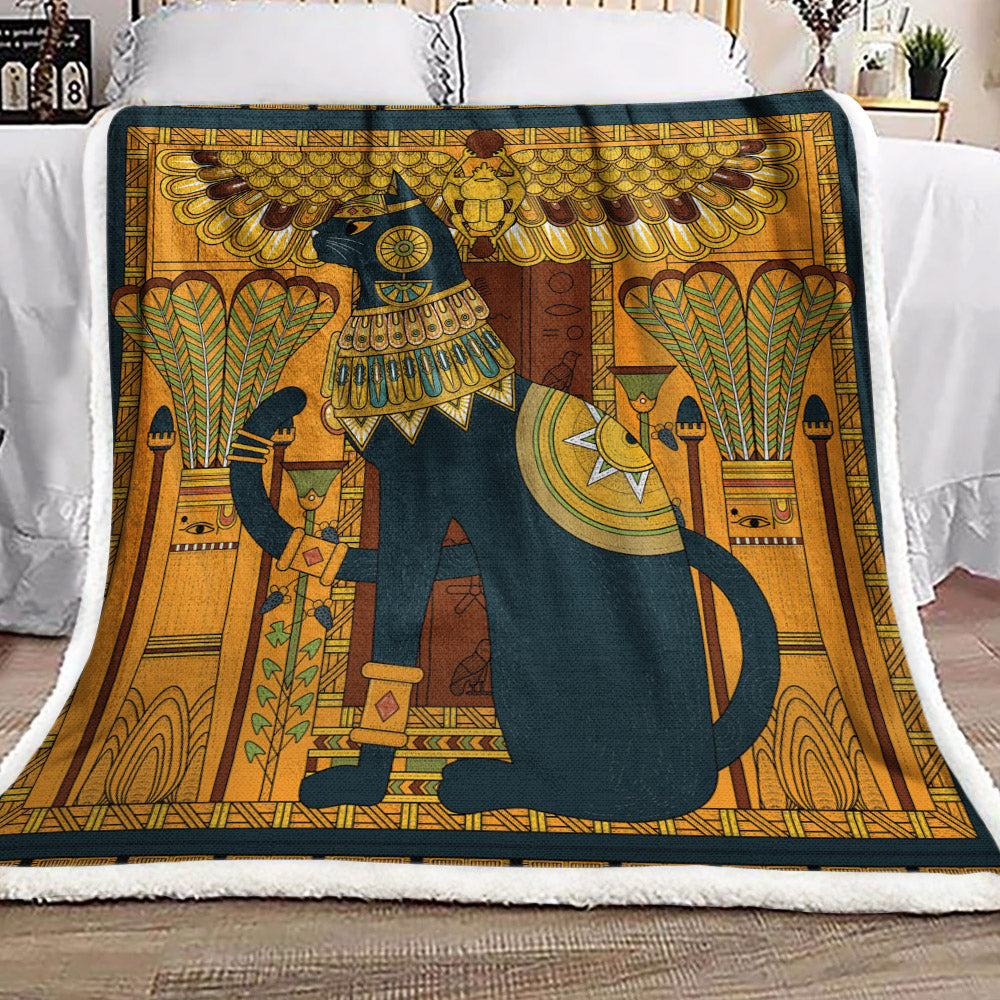 Elegant Egyptian Cat DD210995F Sherpa Fleece Blanket