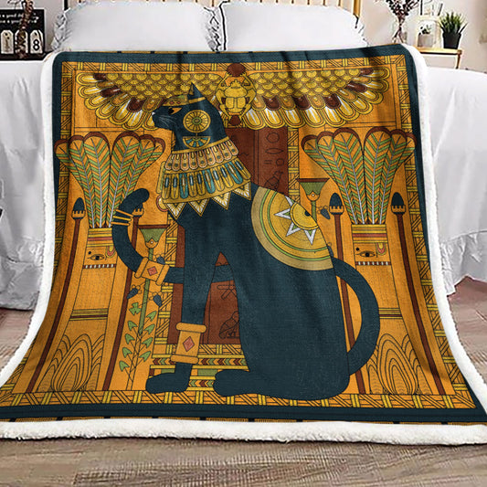 Elegant Egyptian Cat DD210995F Sherpa Fleece Blanket