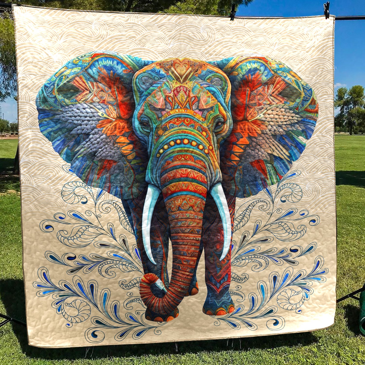 High quality Colorful Elephant Huipil