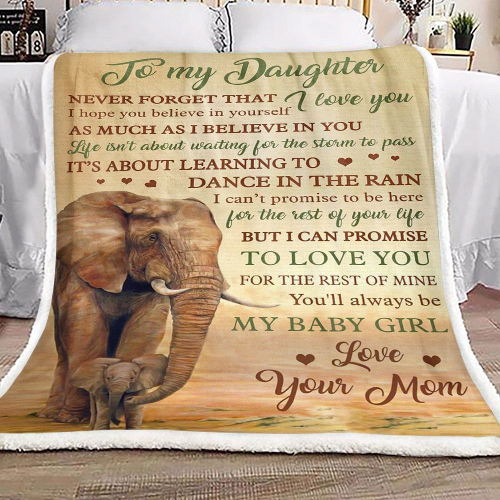 Elephant To My Daughter Your Mom CL16110186MDF Sherpa Fleece Blanket
