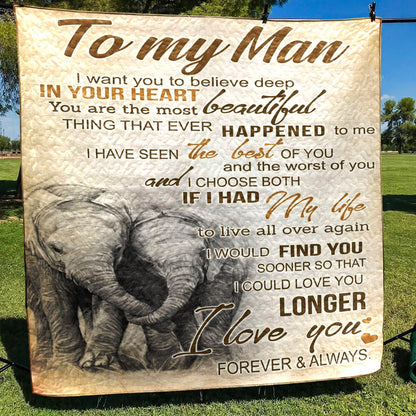 Elephant To My Man CL18110814MDQ Quilt Blanket