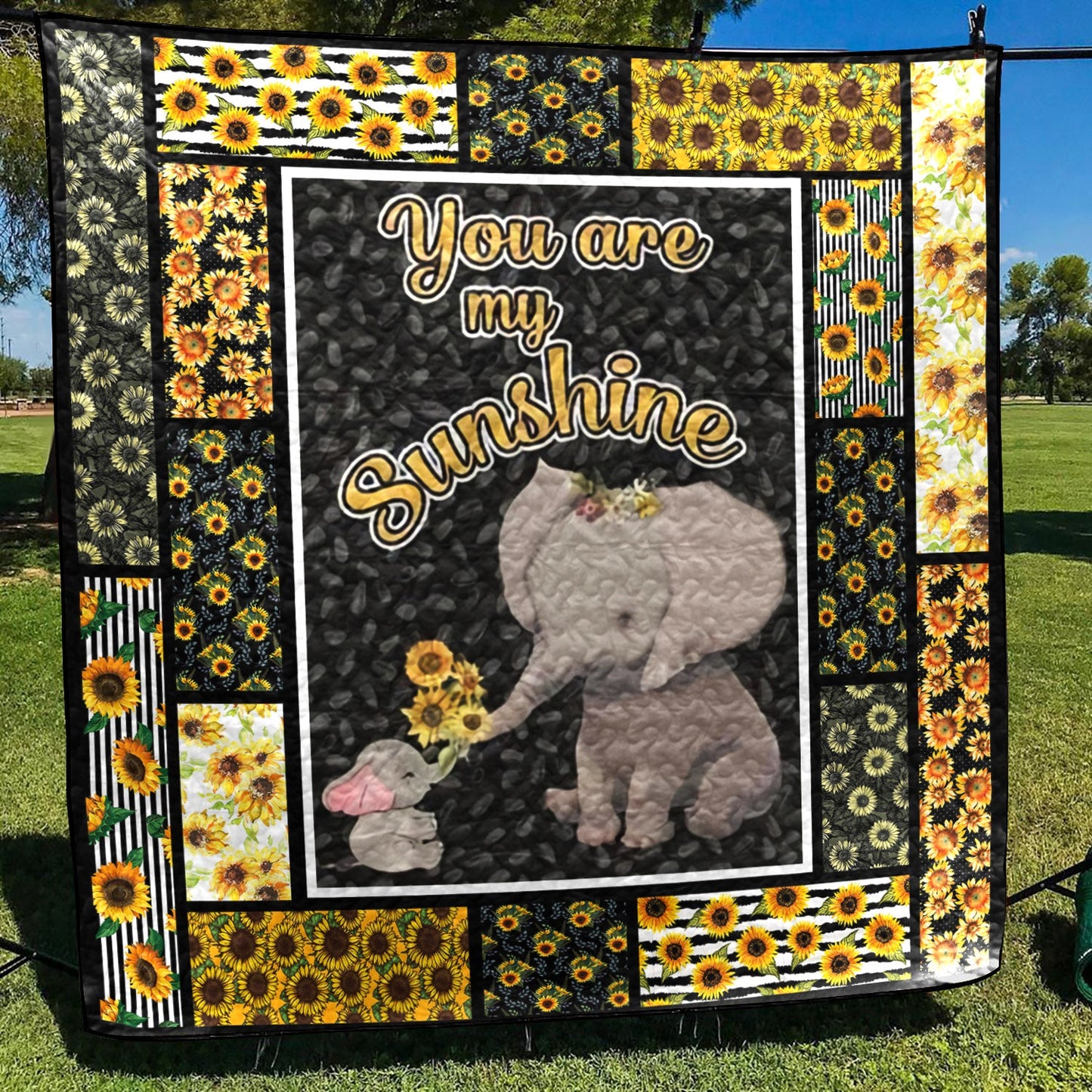 Elephant You Are My Sunshine CLA0810166Q Quilt Blanket