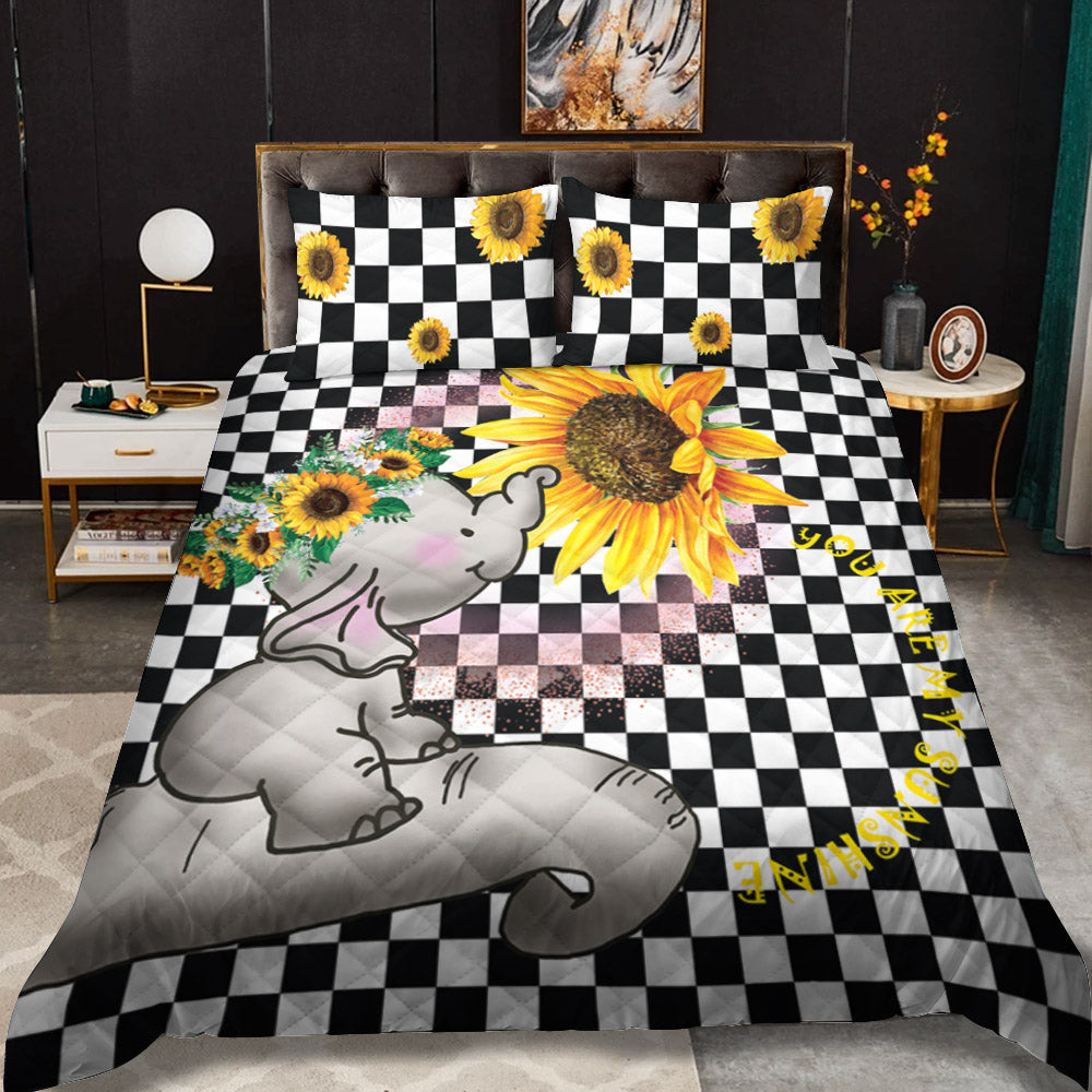 Elephant Sunflower CL07110418MDB Quilt Bedding Set