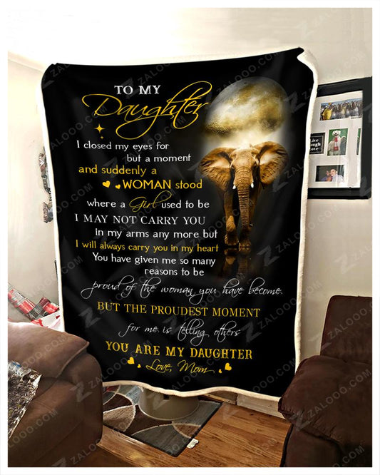Elephant To My Daughter You Are My Daughter Love Mom CL26110279MDF Sherpa Fleece Blanket