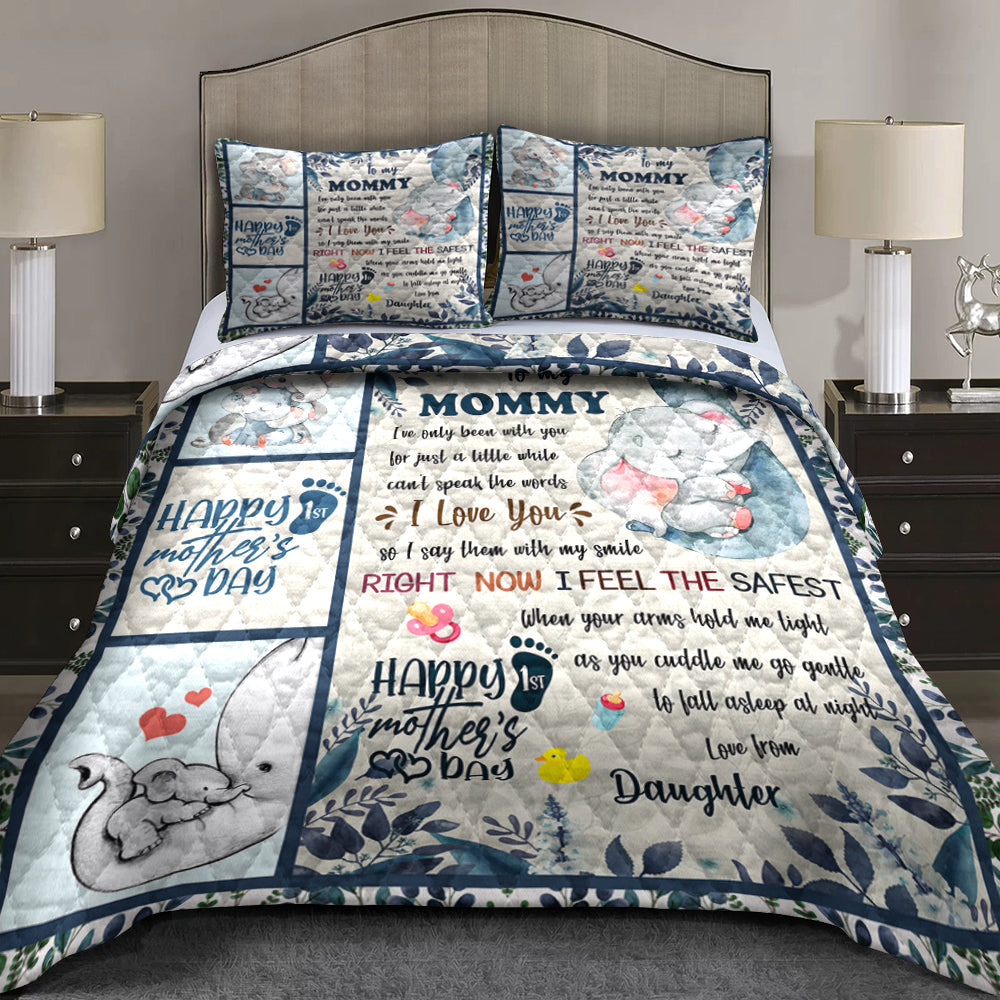 Happy Mother's Day Elephant Quilt Bedding Set HN11042304QB