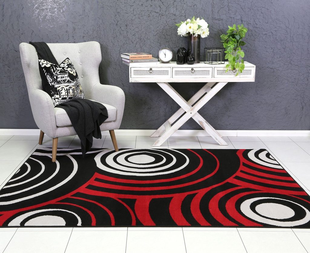 Elly Modern Circles Red Black CLA2509186R Rug
