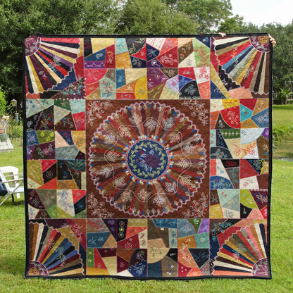 Embroidery And Patchwork Crazy Quilt Blanket HN250602M