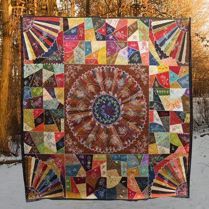 Embroidery And Patchwork Crazy Quilt Blanket HN250602M