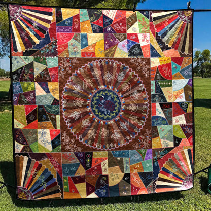 Embroidery And Patchwork Crazy Quilt Blanket HN250602M