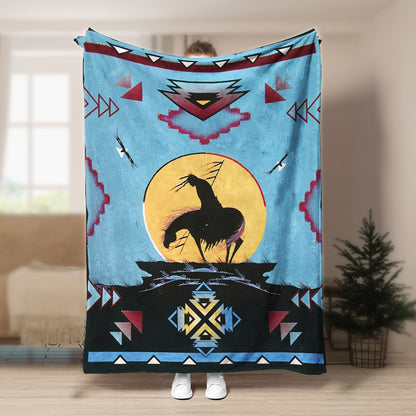End Of The Trail Native American Pride CLA21100027F Sherpa Fleece Blanket
