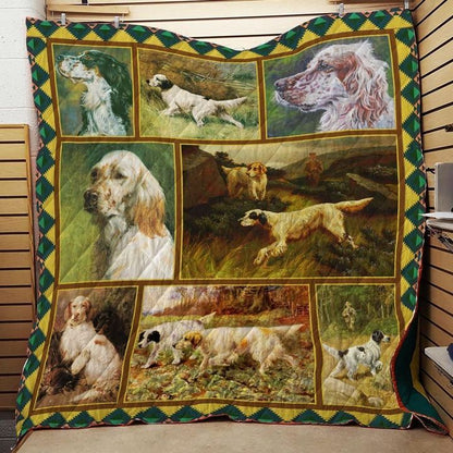 English Setter Running In Wood CLA31100338Q Quilt Blanket