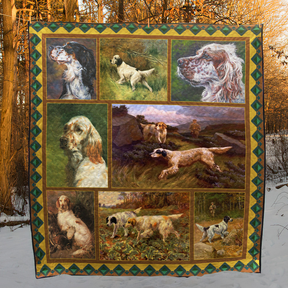 English Setter Running In Wood CLA31100338Q Quilt Blanket