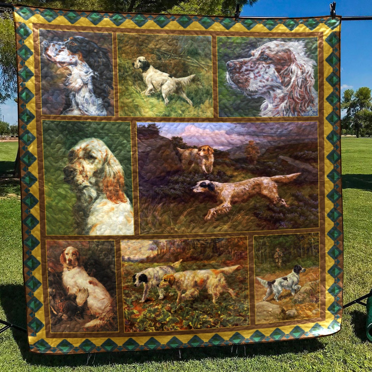 English Setter Running In Wood CLA31100338Q Quilt Blanket