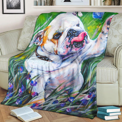 English Bulldog BL080959F Sherpa Fleece Blanket