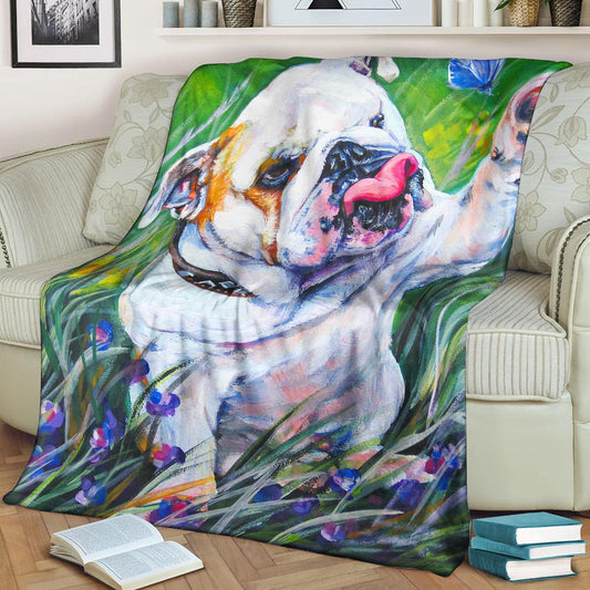 English Bulldog BL080959F Sherpa Fleece Blanket