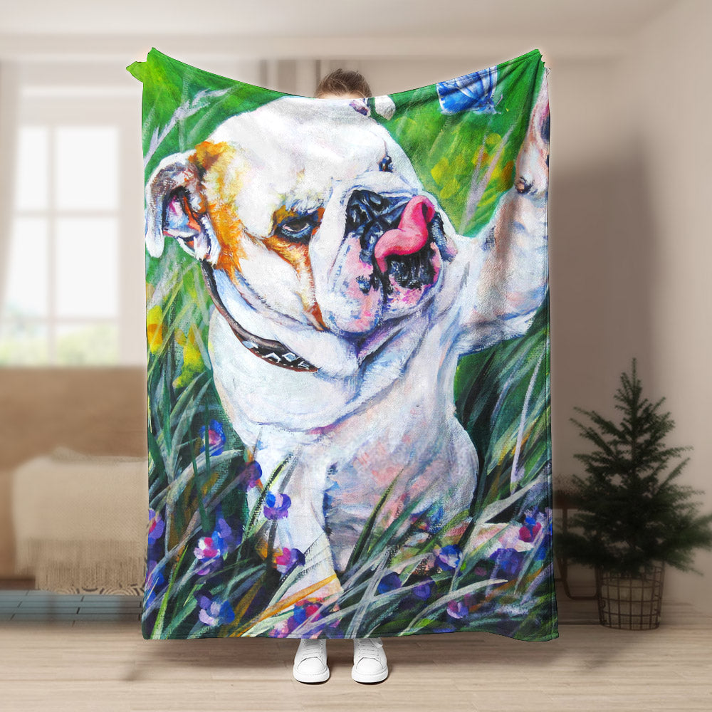 English Bulldog BL080959F Sherpa Fleece Blanket