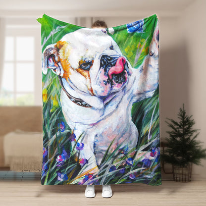 English Bulldog BL080959F Sherpa Fleece Blanket