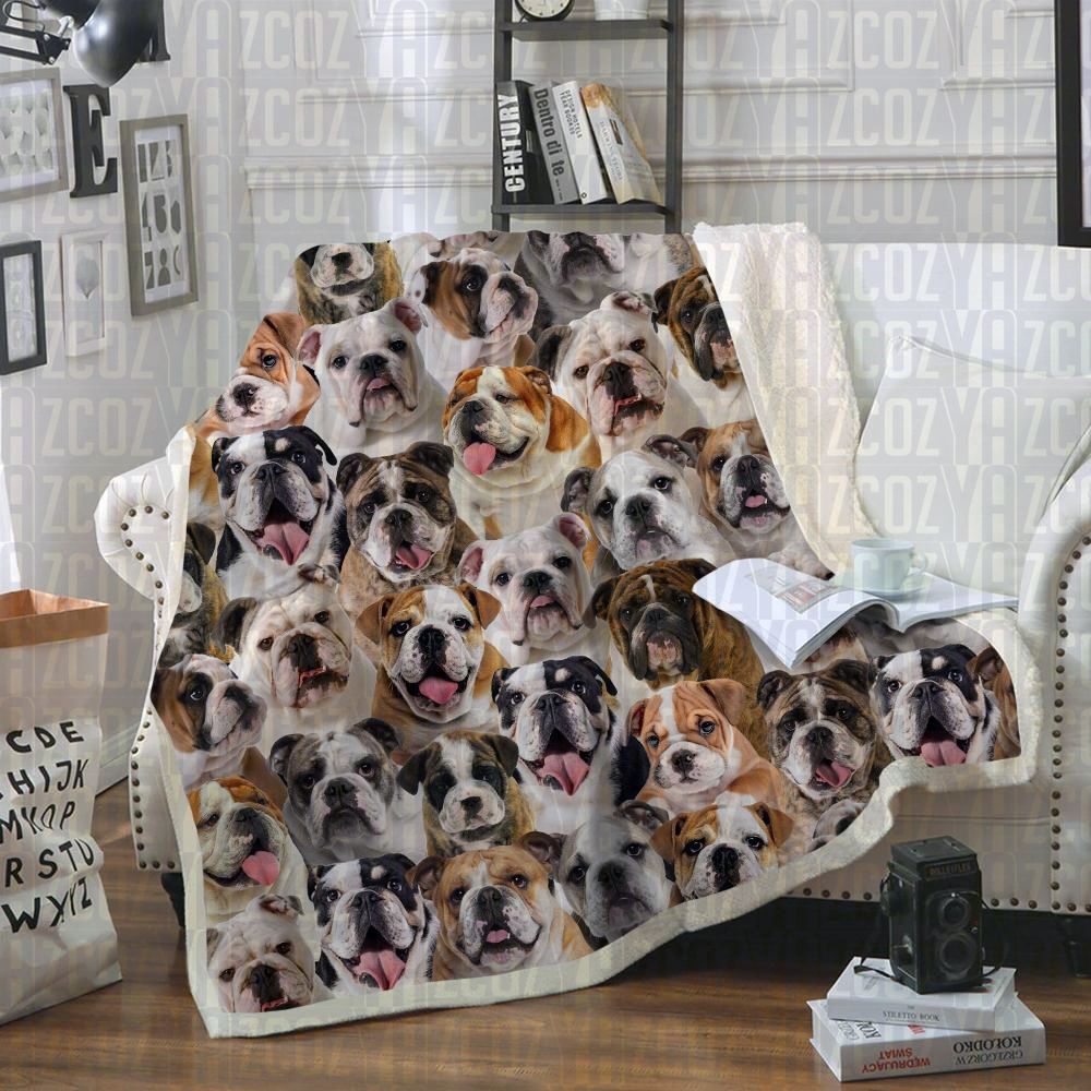 English Bulldogs CL21110335MDF Sherpa Fleece Blanket