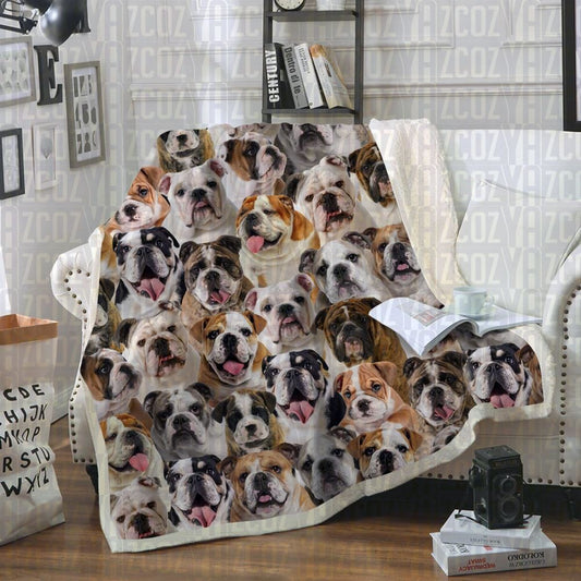 English Bulldogs CL21110335MDF Sherpa Fleece Blanket