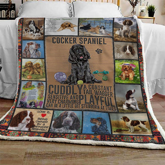 English Cocker Spaniel Playfull CL10100113MDF Sherpa Fleece Blanket