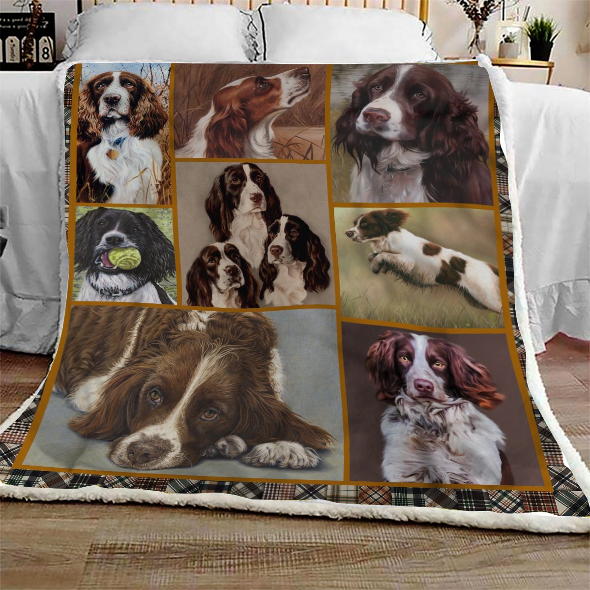 English Springer Spaniel Cute CL10100114MDF Sherpa Fleece Blanket