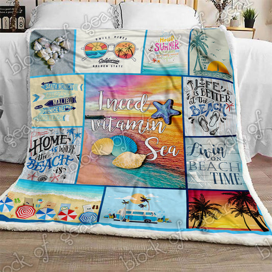 Enjoy The Beach CL2709127MDF Sherpa Fleece Blanket