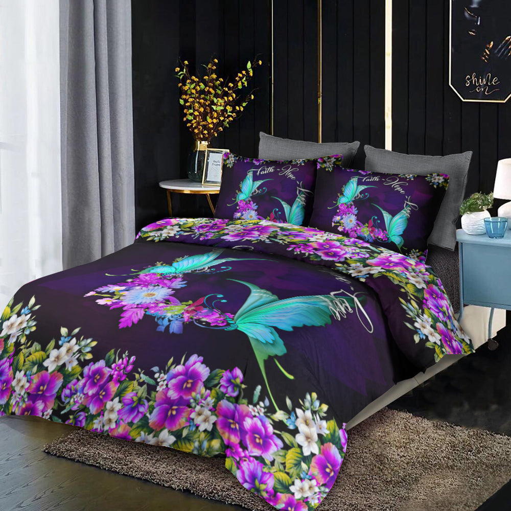 Faith Hope Love Butterfly Flower Bedding Sets MT020602ABS