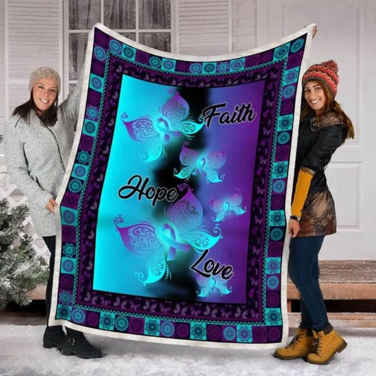 Faith Hope Love CLM3010237S Sherpa Fleece Blanket