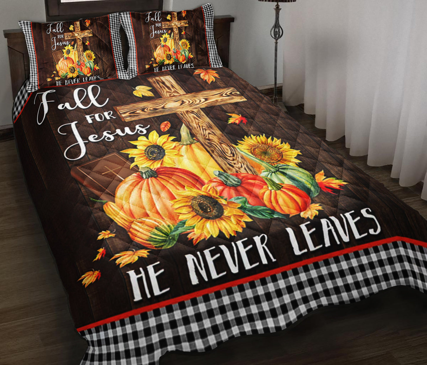 Fall For Jesus He Never Leaves Quilt Bed Sheet TM011002