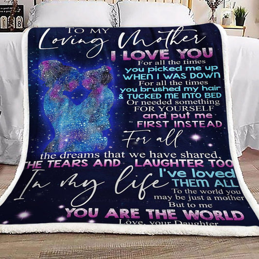 Family To My Loving Mother Love Your Daughter CL16110324MDF Sherpa Fleece Blanket