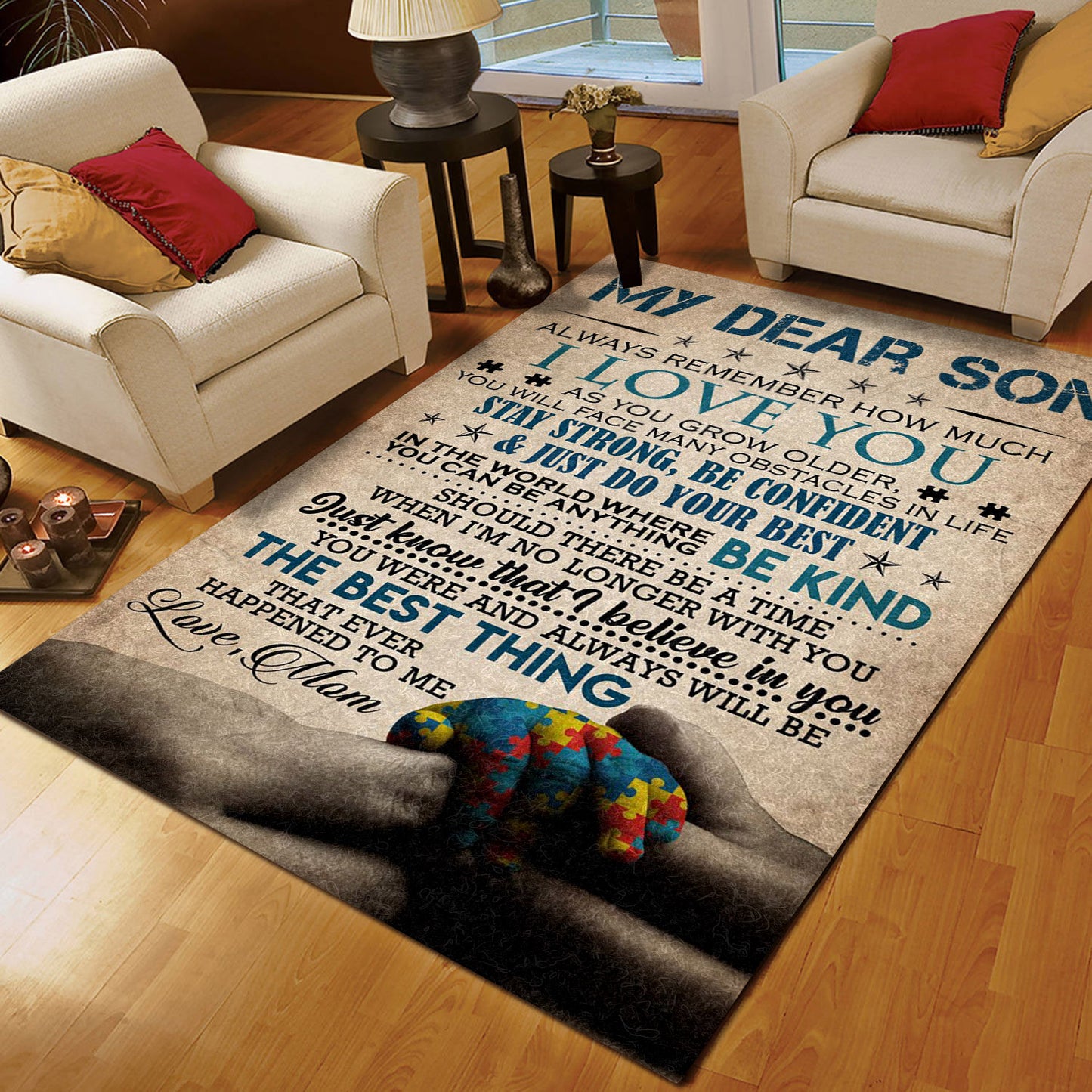 Family Autism My Dear Son Love Mom CL16110329MDR Rug