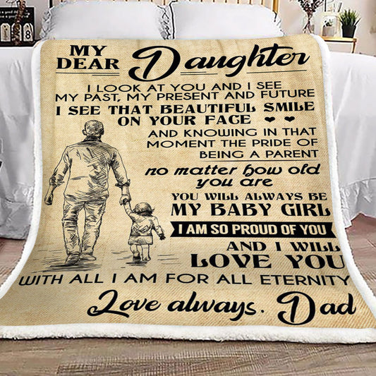 Family My Dear Daughter Dad CL16110206MDF Sherpa Fleece Blanket