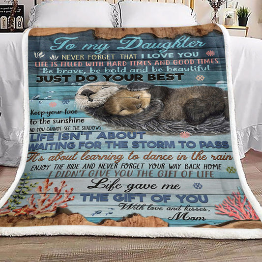 Family Otter To My Child Kisses Mom CL16110233MDF Sherpa Fleece Blanket