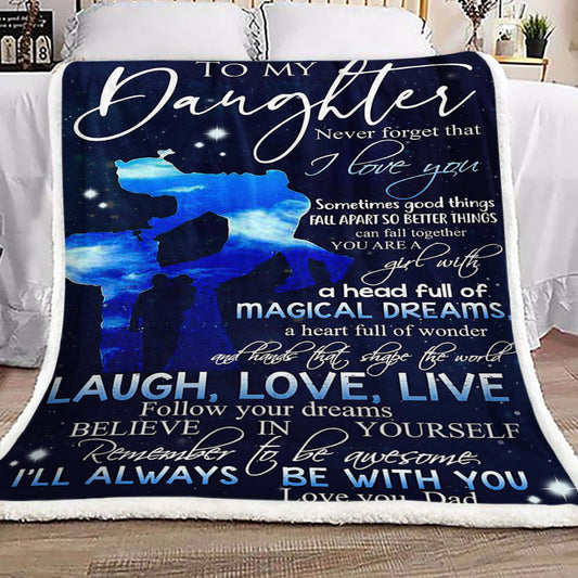 Family To My Daughter Dad CL16110240MDF Sherpa Fleece Blanket