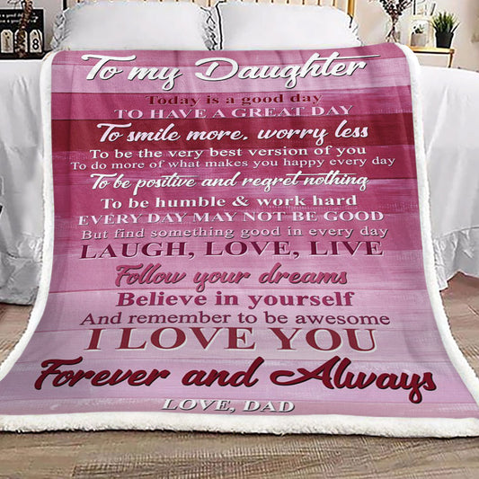 Family To My Daughter From Dad CL16110244MDF Sherpa Fleece Blanket