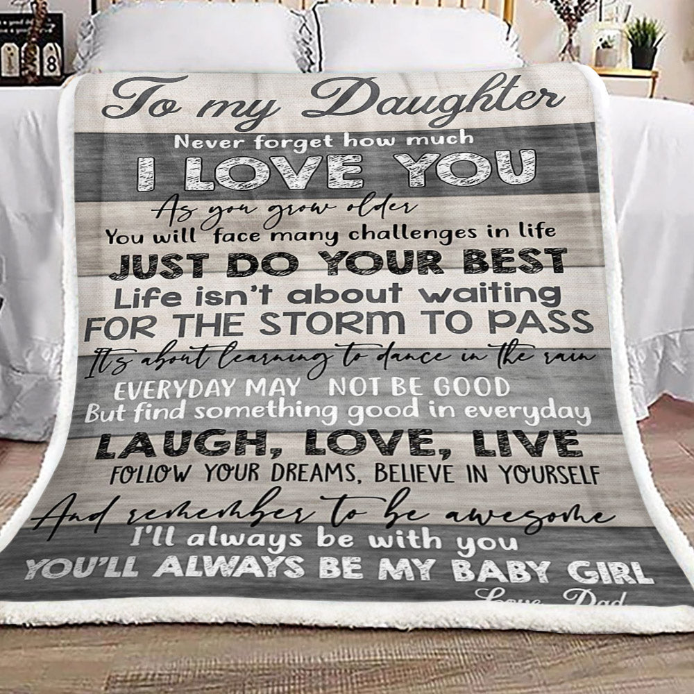Family To My Daughter Love Dad CL16110260MDF Sherpa Fleece Blanket