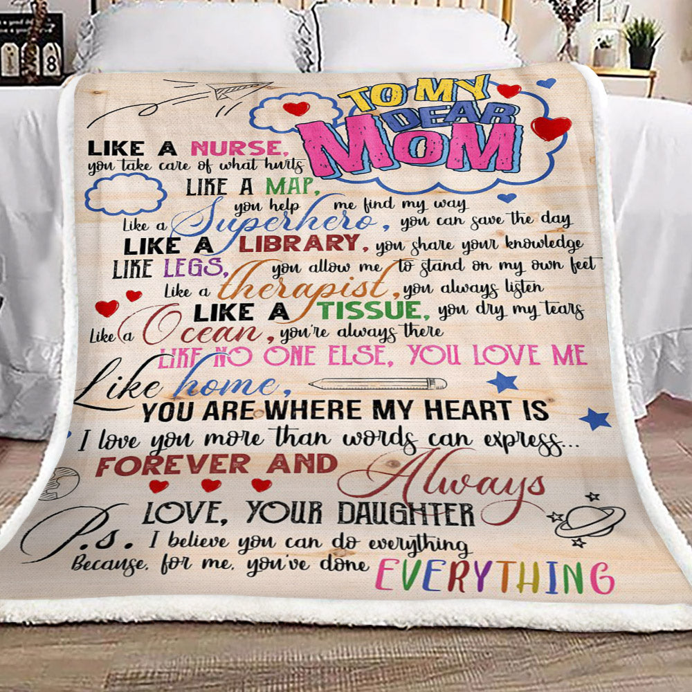 Family To My Dear Mom Love Your Daughter CL16110272MDF Sherpa Fleece Blanket