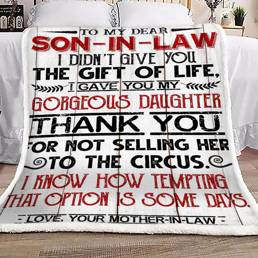 Family To My Dear Son In Law Love Your Mother In Law CL18110145MDF Sherpa Fleece Blanket