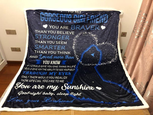 Family To My Gorgeous Girlfriend You Are Braver CLH1111061F Sherpa Fleece Blanket