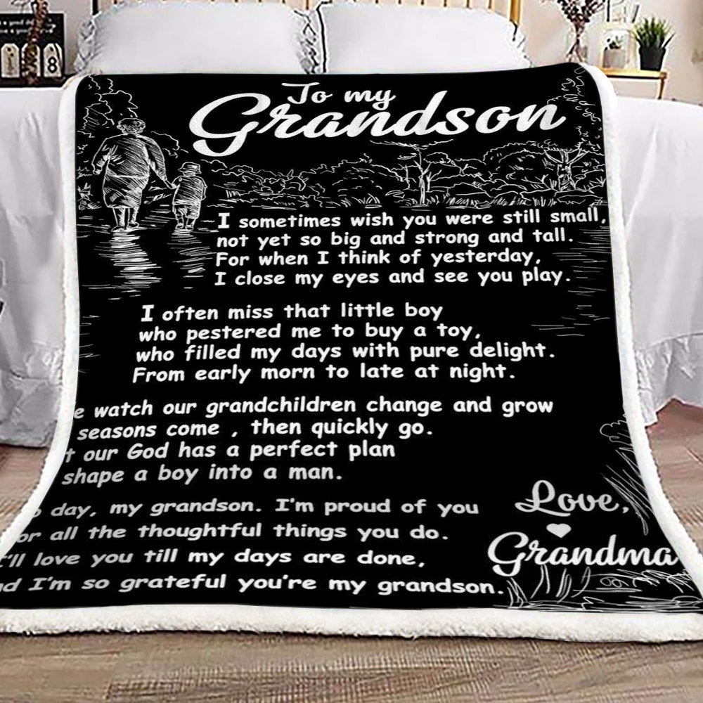 Family To My Grandson From Grandma CL16110288MDF Sherpa Fleece Blanket