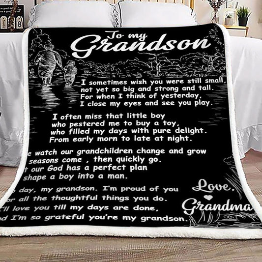 Family To My Grandson From Grandma CL16110288MDF Sherpa Fleece Blanket