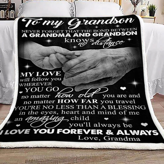 Family To My Grandson From Grandma CL16110289MDF Sherpa Fleece Blanket