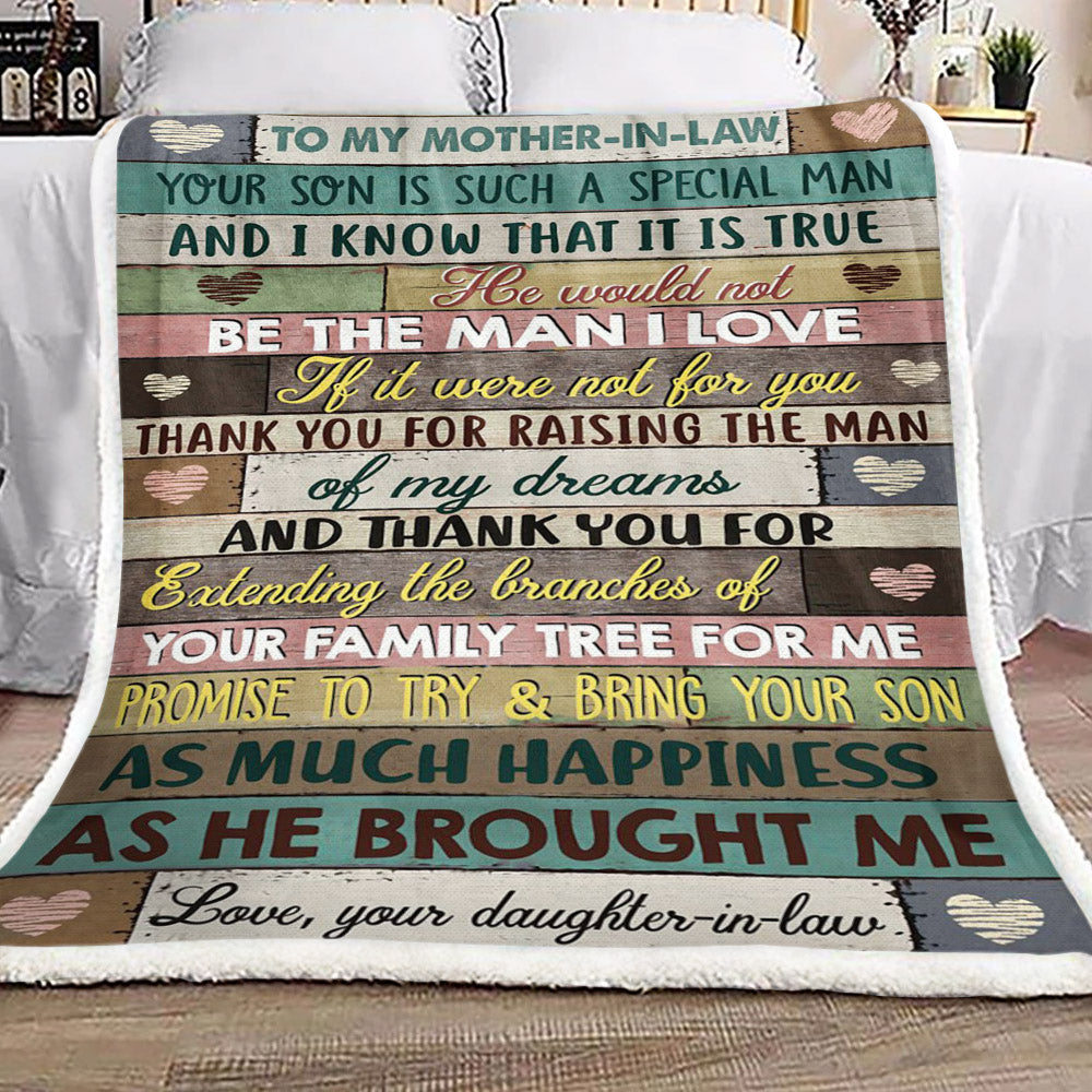 Family To My Mother In Law Love Your Daughter CL16110325MDF Sherpa Fleece Blanket
