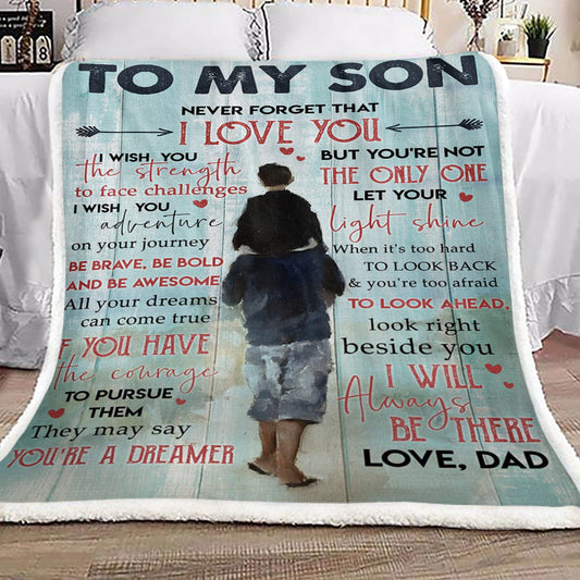 Family To My Son From Dad CL16110329MDF Sherpa Fleece Blanket