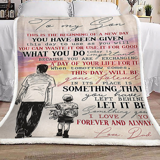 Family To My Son From Dad CL16110331MDF Sherpa Fleece Blanket