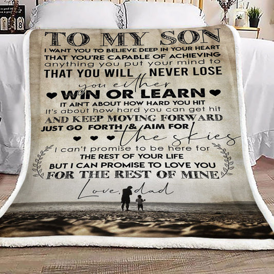 Family To My Son Love Dad CL16110338MDF Sherpa Fleece Blanket