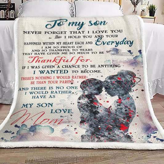 Family To My Son Love Mom CL16110347MDF Sherpa Fleece Blanket