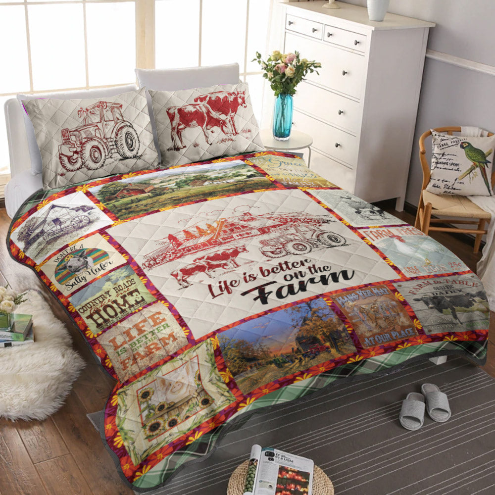 Farm Life Is Better On The Farm CLM3010237B Quilt Bedding Set
